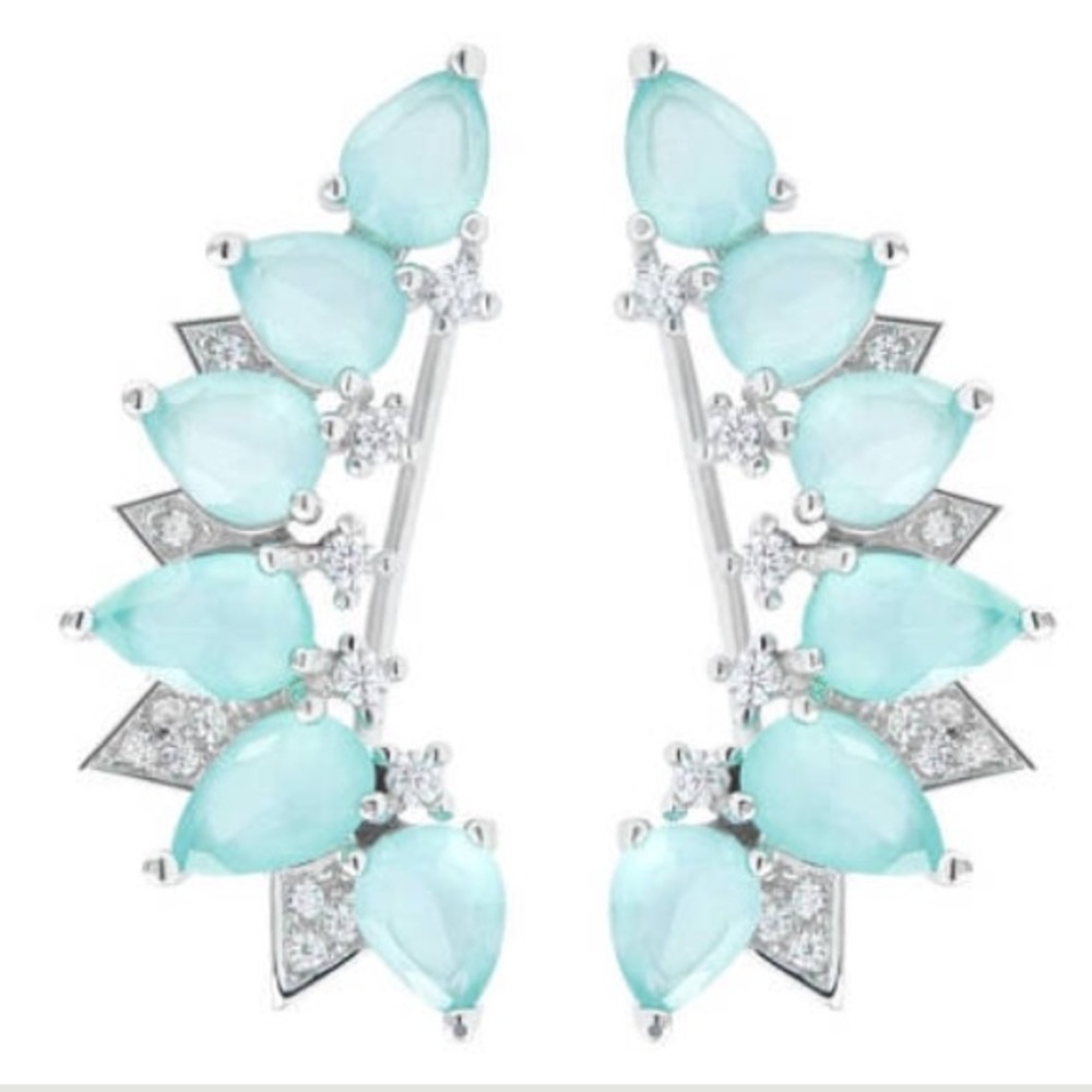 Beautiful Gemstone Blue Ear Climbers View 2